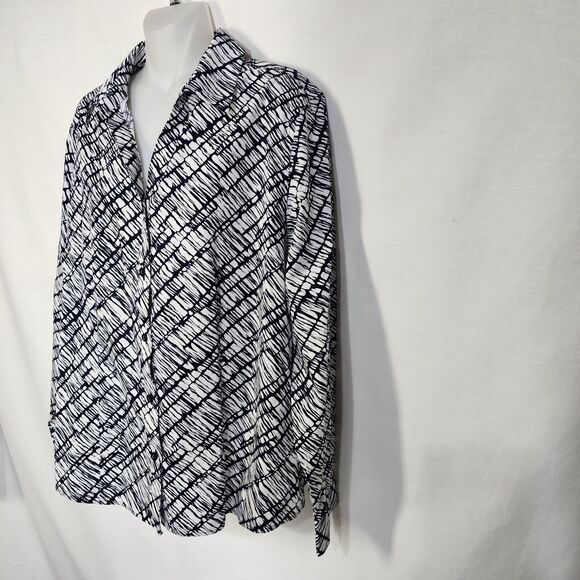 Chico's Womens Top Size 2 Large Wrinkle Resistant Button Long Sleeve 100% Cotton - Picture 5 of 12